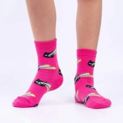 Space Cats Kids' (Age 7-10) Crew Socks 3-Pack -Trendy Socks Store Pthe sock shack kids socks YC0139 RayEyedCats ModelFront