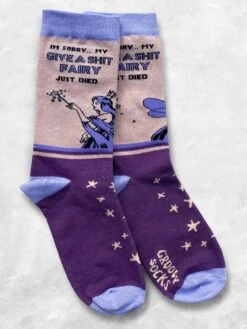 I'm Sorry... My Give A Sh*t Fairy Just Died Women's Crew Socks -Trendy Socks Store The sock shack womens crew socks groovy things give a shit fairy died