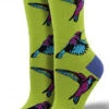 Hummingbird (Citron) Bamboo Women's Crew Socks 2 Hummingbird (Citron) Bamboo Women's Crew Socks -Trendy Socks Store WBN556 CTN Hummingbirds Citron 1