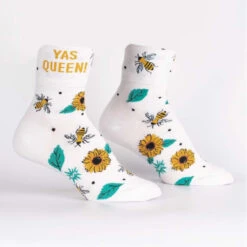 Yas Queen! (Bee) Women's Turn Cuff Crew Sock