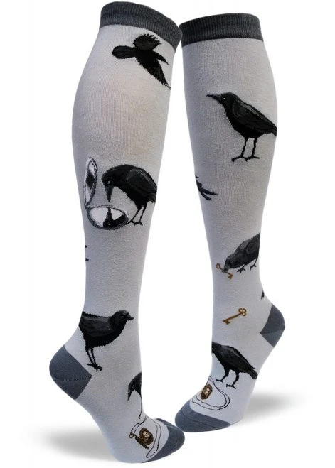 Curious Crows (Frost) Women's Knee Highs 3 Curious Crows (Frost) Women's Knee Highs