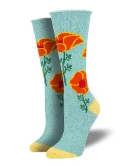 Outlands Made In USA California Poppies (Teal) Women's Boot Sock