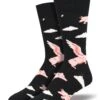 Pigs Fly (Black) Men's Crew Socks -Trendy Socks Store pigs fly black mens crew sock shack socksmith socks