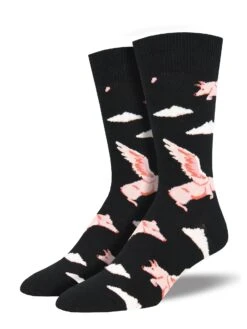 Pigs Fly (Black) Men's Crew Socks