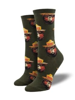 Smokey Bear Portrait (Forest Green) Women’s Crew Socks