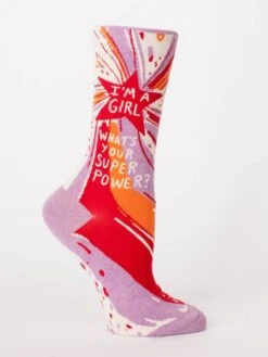 I'm A Girl What's Your Super Power? Women's Crew Socks