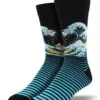 The Wave (Black) Bamboo Men's Crew Socks 1 The Wave (Black) Bamboo Men's Crew Socks -Trendy Socks Store sock shack mens bamboo the wave socks the great wave art socksmith