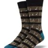 Sheet Music (Black) Bamboo Men's Crew Socks -Trendy Socks Store sock shack mens crew socks bamboo sheet music black socksmith