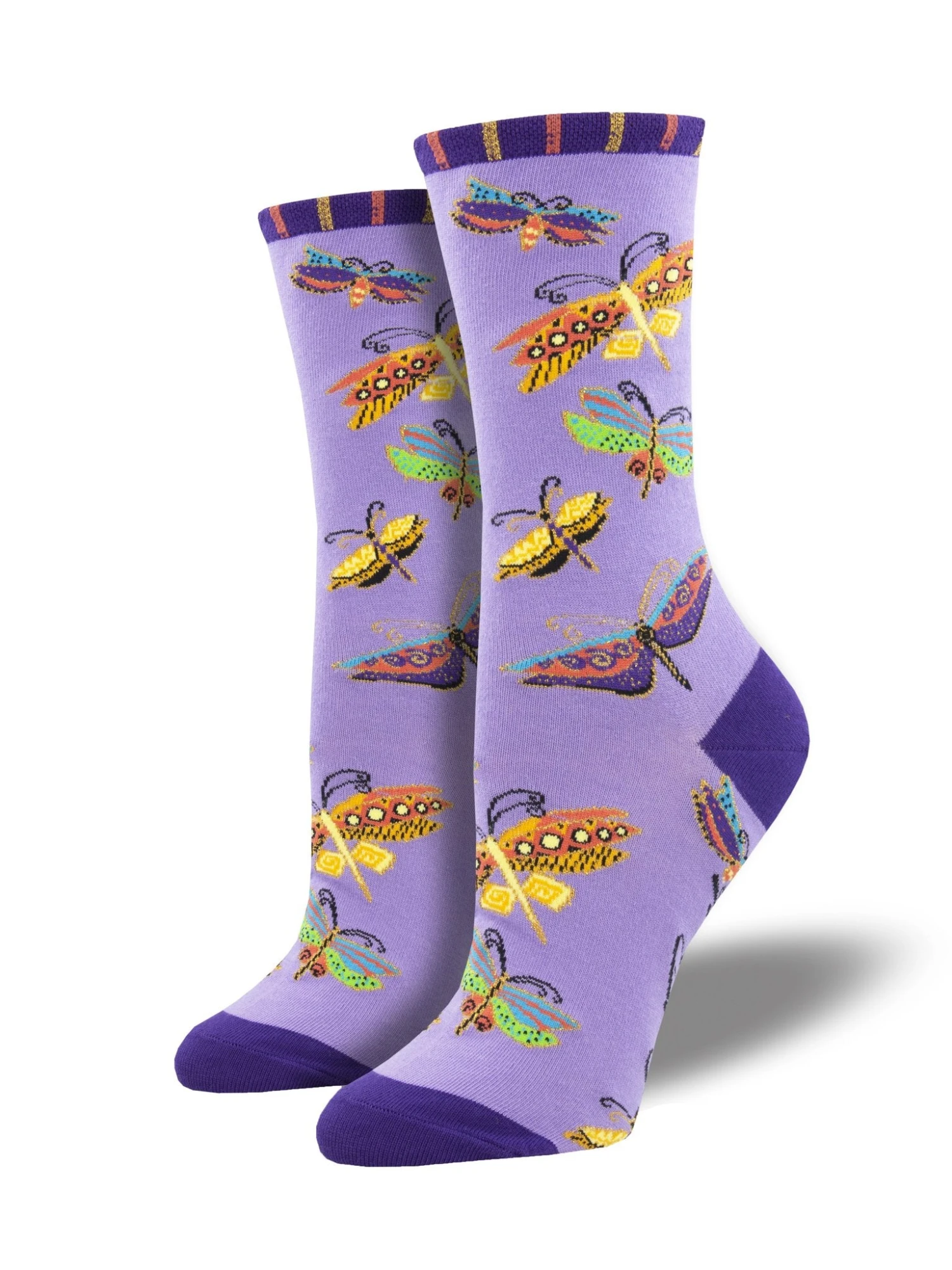 Flutterbyes, Laurel Burch (Purple) Women’s Crew Socks 3 Flutterbyes, Laurel Burch (Purple) Women’s Crew Socks