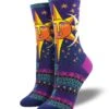 Sun And Moon, Laurel Burch (Purple) Women’s Crew Socks -Trendy Socks Store sock shack socksmith design womens laurel burch sun and moon socks purple socks
