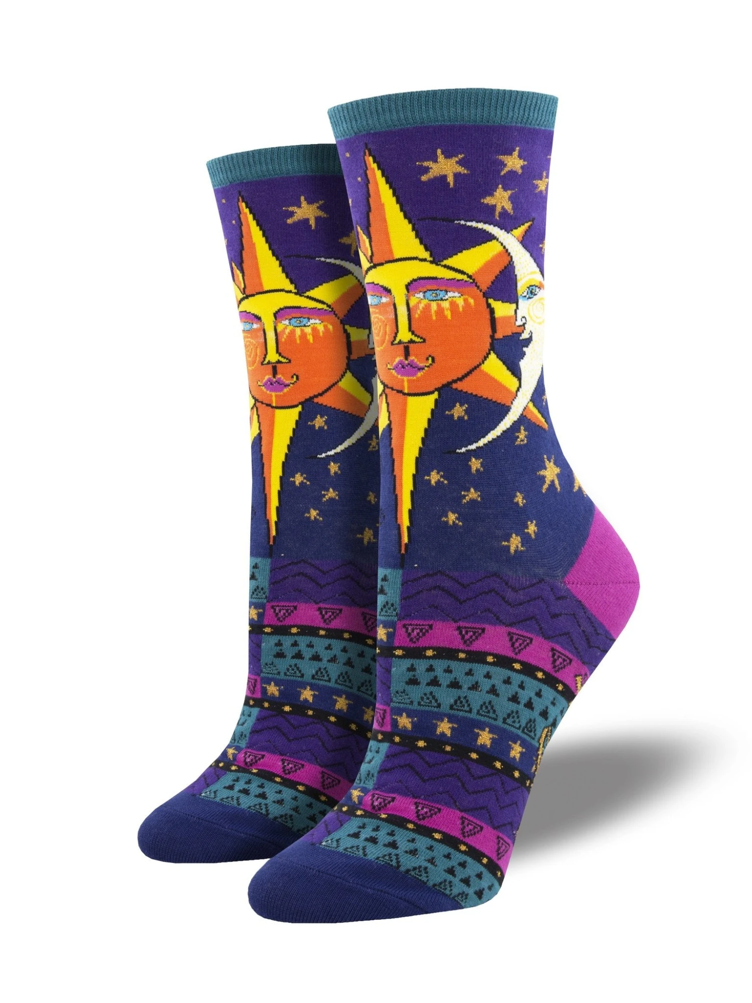 Sun And Moon, Laurel Burch (Purple) Women’s Crew Socks 3 Sun And Moon, Laurel Burch (Purple) Women’s Crew Socks