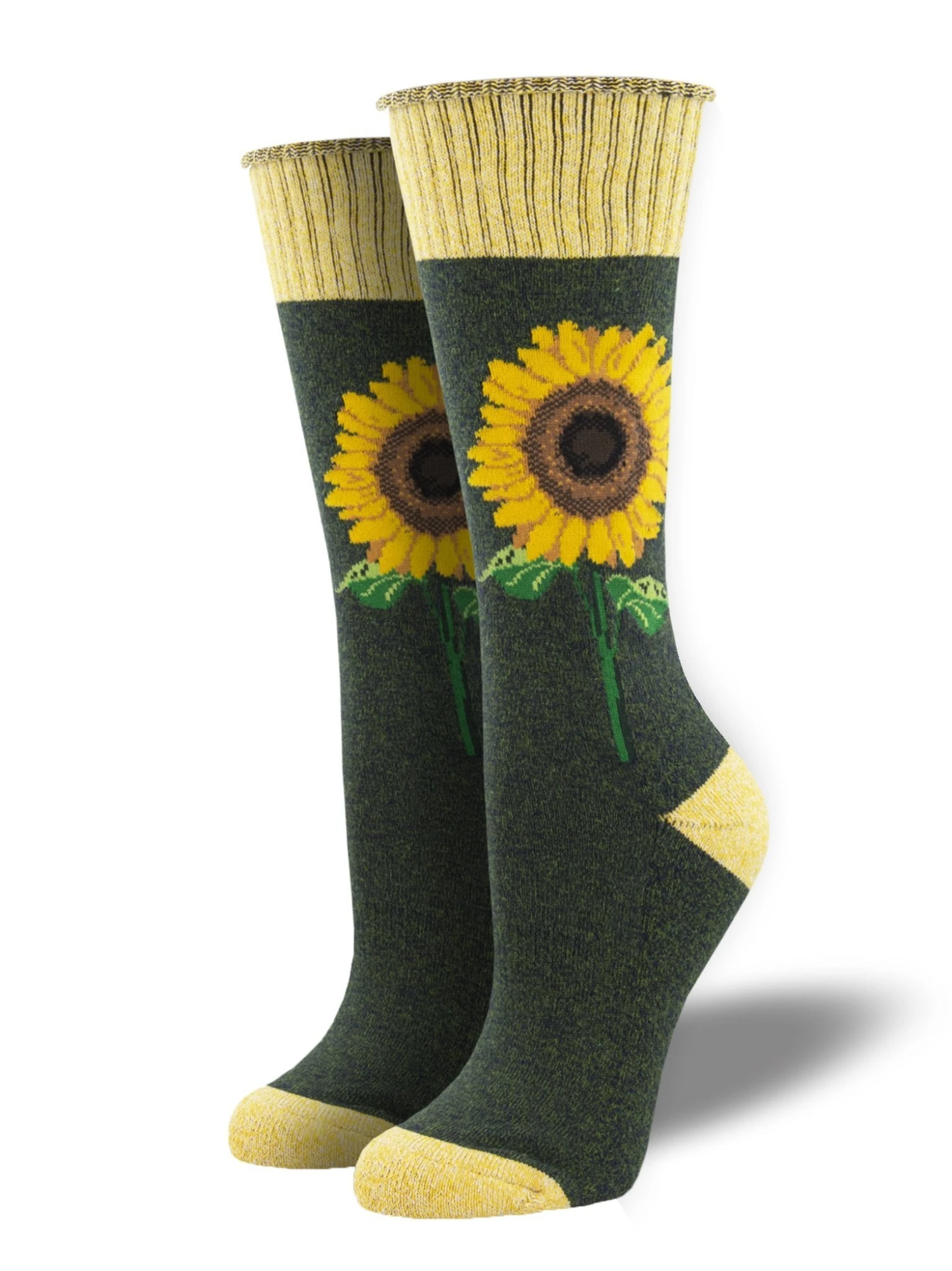 Outlands Made In USA Stay Golden, Sunflower (Green) Women's Boot Sock 3 Outlands Made In USA Stay Golden, Sunflower (Green) Women's Boot Sock