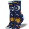 Clear Skies, Celestial (Blue) Women's Bamboo Crew 1 Clear Skies, Celestial (Blue) Women's Bamboo Crew -Trendy Socks Store sock shack womens crew bamboo clear skies socks sun moon celestial socksmith