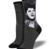Ella Fitzgerald Portrait (Charcoal) Women’s Crew Socks -Trendy Socks Store socksmith design sock shack womens ella fitzgerald portrait socks gray