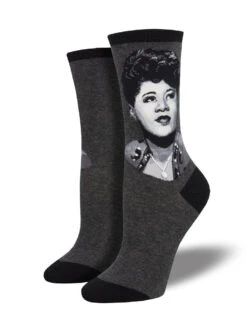 Ella Fitzgerald Portrait (Charcoal) Women’s Crew Socks