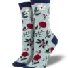 Floral Motif (Blue) Women's Bamboo Crew -Trendy Socks Store socksmith design womens bamboo floral motif sock shack socks blue
