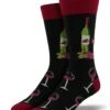Wine Scene (Black) Men's Crew Sock -Trendy Socks Store socksmith wine scene black mens crew sock shack