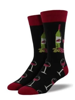Wine Scene (Black) Men's Crew Sock