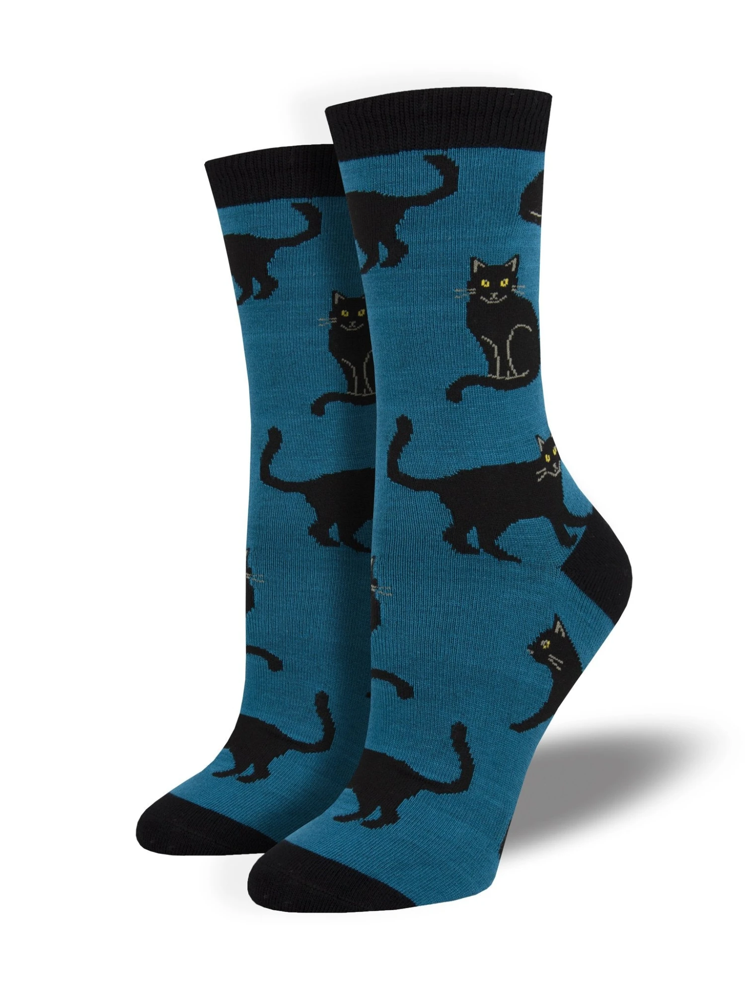 Black Cats (Blue) Women's Bamboo Crew 3 Black Cats (Blue) Women's Bamboo Crew