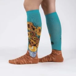 Van Gogh's Sunflowers Women's Knee Highs 7 Van Gogh's Sunflowers Women's Knee Highs -Trendy Socks Store sunflowers van gogh womens knee high sock shack sock it to me socks left