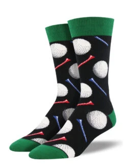 Tee It Up, Golf (Black) Men's Crew Socks