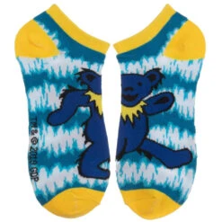 Bioworld Grateful Dead 5-Pack Ankle Socks -Trendy Socks Store the sock shack 5 pack ankle socks grateful dead dancing bears blue tie dye bioworld