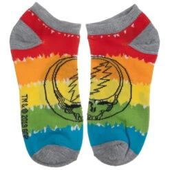 Bioworld Grateful Dead 5-Pack Ankle Socks -Trendy Socks Store the sock shack 5 pack ankle socks grateful dead tie dye steal your face bioworld