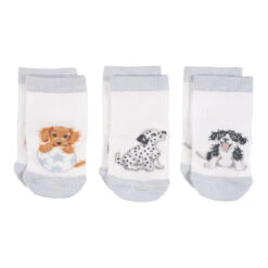 Little Paws Boxed Set Of 3 Bamboo Kids Crew Socks (0-6 Months, 6-12 Months)