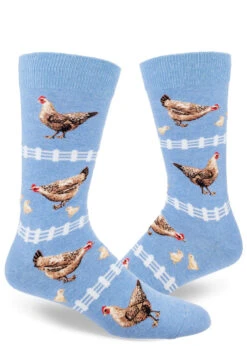 Backyard Chickens (Blue) Men's Crew Sock