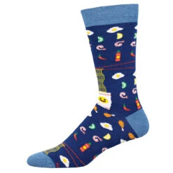 Nom'n Ramen (Blue) Bamboo Men's Crew Socks