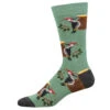 Woodpecker (Green) Bamboo Men's Crew Socks -Trendy Socks Store the sock shack bamboo crew mens woodpecker bird log MBN2987 Green 01