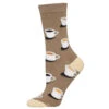 Cup Of Joe, Coffee Women's Bamboo Crew -Trendy Socks Store the sock shack bamboo crew womens coffee cup of joe WBN2876 Brown 01