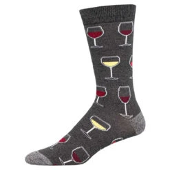 Sip, Sip, Hooray! Wine (Charcoal) Bamboo Men's Crew Socks