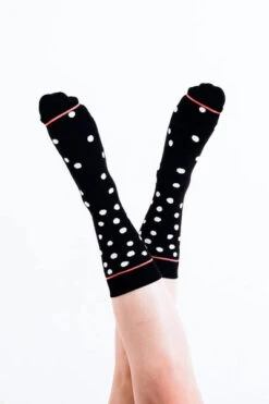 Snowfall, White Dots On Black Women's Crew Socks