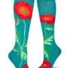 Poppies (Lake/Teal) Women's Roll-Top Knee Highs