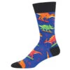 Skater Dinosaurs (Blue) Men's Crew Socks -Trendy Socks Store the sock shack crew mens socks skate board dinosoar MNC1695 Blue 01