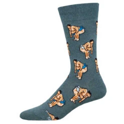 Sumo Slam (Steel Blue) Men's Crew Socks