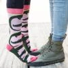 Later Gator Women's Crew Socks -Trendy Socks Store the sock shack crew pink later gator socks woven pear 335224