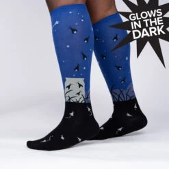 Nightlight Fireflies Stretch-It Knee Highs -Trendy Socks Store the sock shack extra stretchy knee high socks S0126 MODEL SIDE