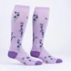 Lavender And Bees Stretch-It Knee Highs -Trendy Socks Store the sock shack extra stretchy knee high socks S0142 BeesAndLavender StretchItSocks Legform