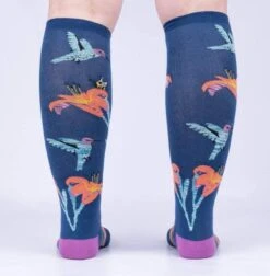 Hmmmmming Bird Women's Knee Highs -Trendy Socks Store the sock shack hummingbird F0602 Hmmmmmingbird KneeHighSocks Model Back