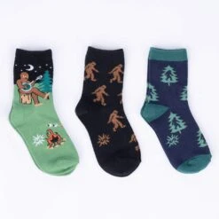 Sasquatch Kids' (Age 7-10) Crew Socks 3-Pack