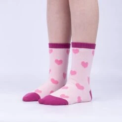 Look At Meow Kids' (Age 3-6) Crew Socks 3-Pack -Trendy Socks Store the sock shack kids socks PJC0077 PYC0077 PinkHearts Model Side