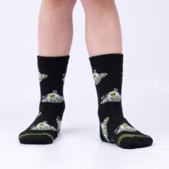 Area 51 Kids' (Age 7-10) Crew Socks 3-Pack -Trendy Socks Store the sock shack kids socks PJC0137 PYC0137 AlienCraft ModelFront