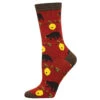 Bears & Bees (Red) Women's Bamboo Crew -Trendy Socks Store the sock shack maine bamboo bear bees socks WBN3005 Red 01