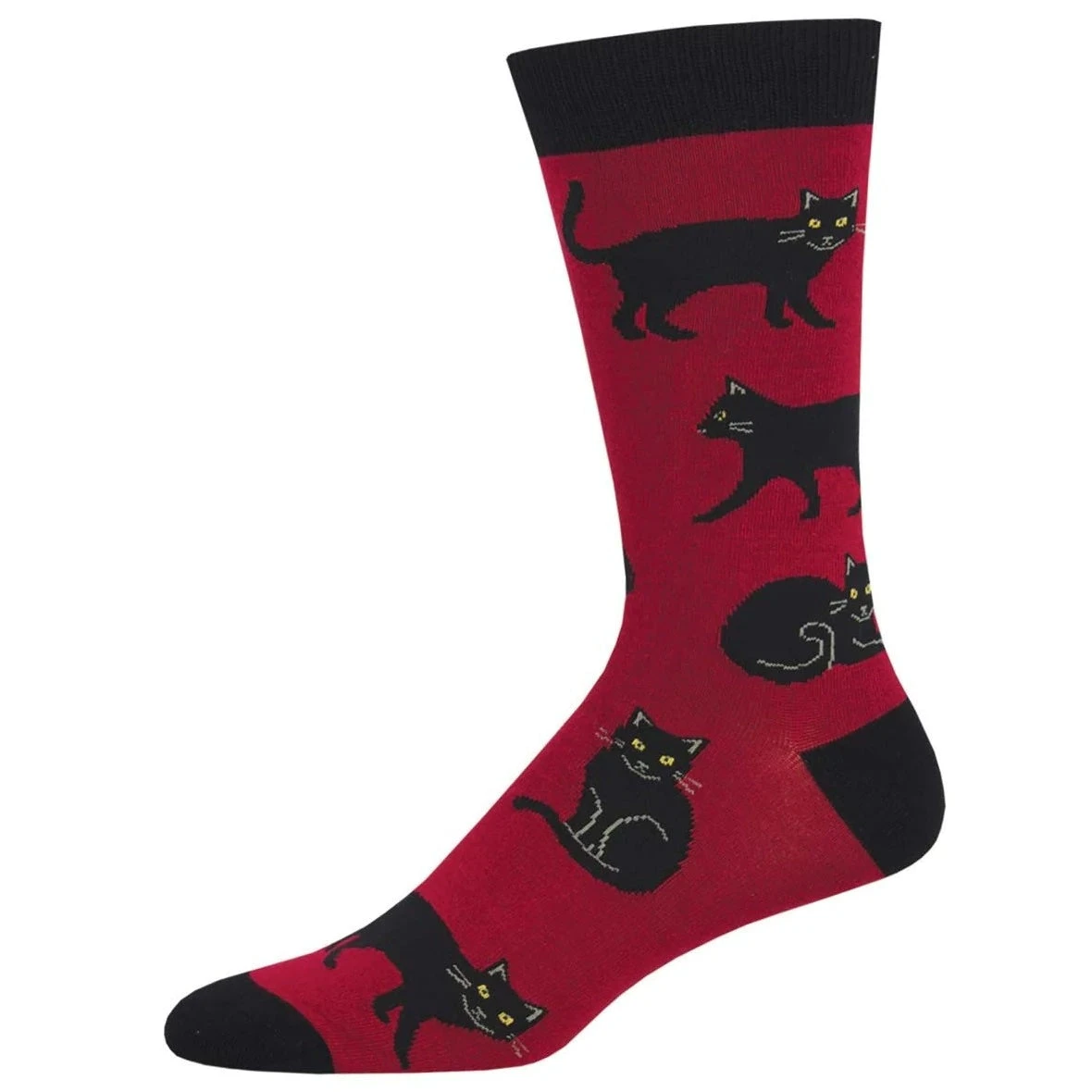 Black Cats (Red) Bamboo Men's Crew Socks 4 Black Cats (Red) Bamboo Men's Crew Socks - Image 2