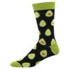 Any Way You Slice It, Avocadoes (Black) Bamboo Men's Crew Socks -Trendy Socks Store the sock shack mens bamboo crew socks avocado guacomaole any way you slice it MBN2334 black 01