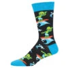 Surf The Galaxy (Black) Men's Crew Sock -Trendy Socks Store the sock shack mens crew aliens surf surfing surgfer sockMNC1860 Black 01