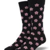 Spring Blossoms (Black) Bamboo Men's Crew Socks -Trendy Socks Store the sock shack mens crew bamboo socks spring blossoms cherry black Socksmith pair