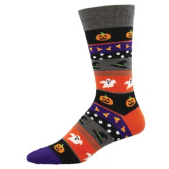Halloween Icons (Grey) Men's Crew Sock